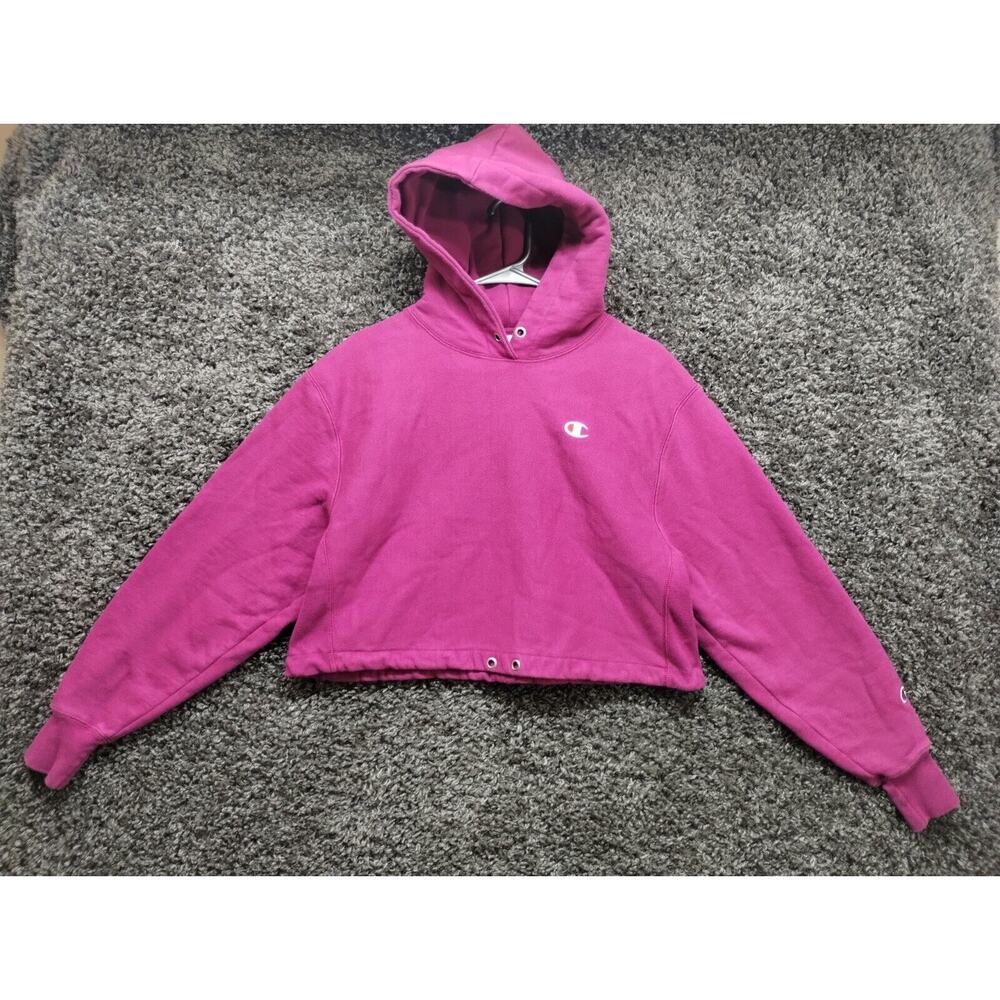 VTG Champion Reverse Weave Hoodie Women Small Pink‎ Cropped Sweater Y2K 90s
